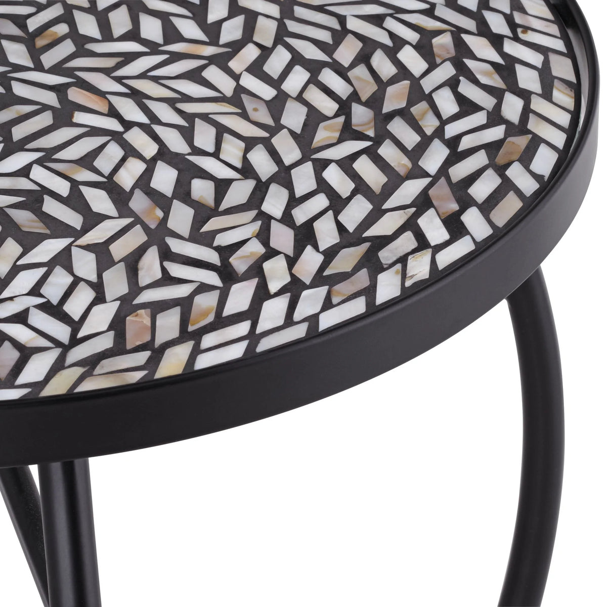 Black Round Outdoor Accent Side Table 14" Wide Mosaic Tabletop M276613