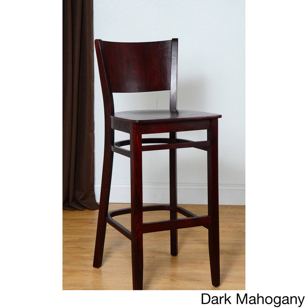 Dark Mahogany Wood Seat Bar Stool L3379