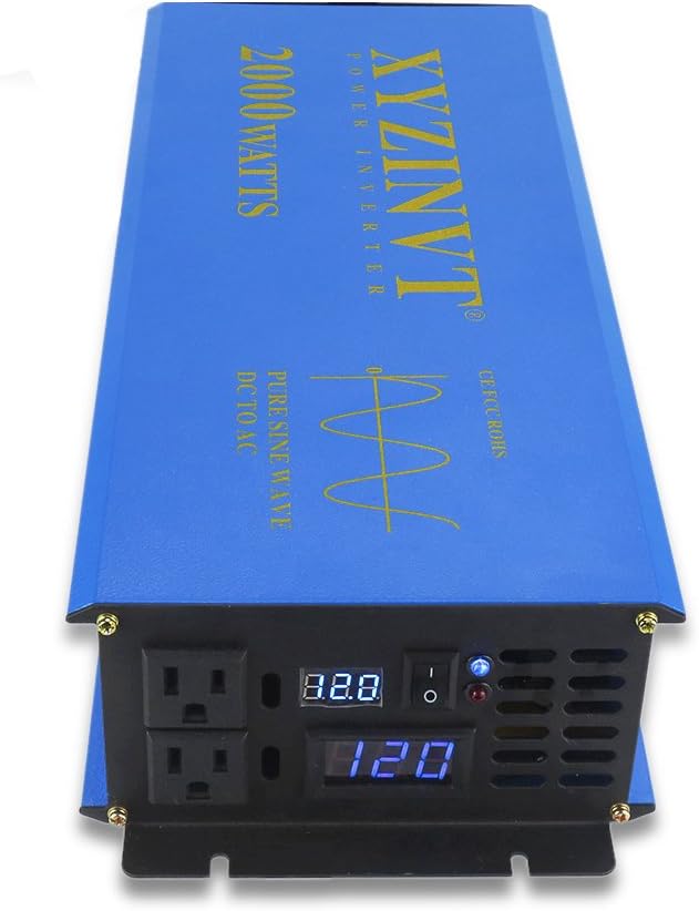 2500w Pure Sine Wave Power Inverter DC 24V to AC 120V with LED Display and Wireless Remote Controller G5336