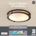 12" Bronze Flushmount Ceiling Light with Glass Shade U901