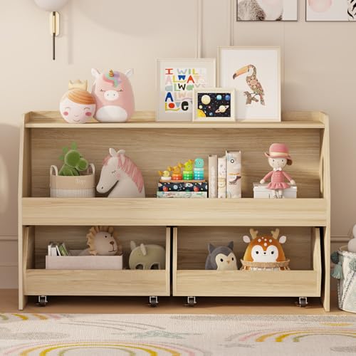 2 Tier Toy Storage Organizer with Movable Bins K30074