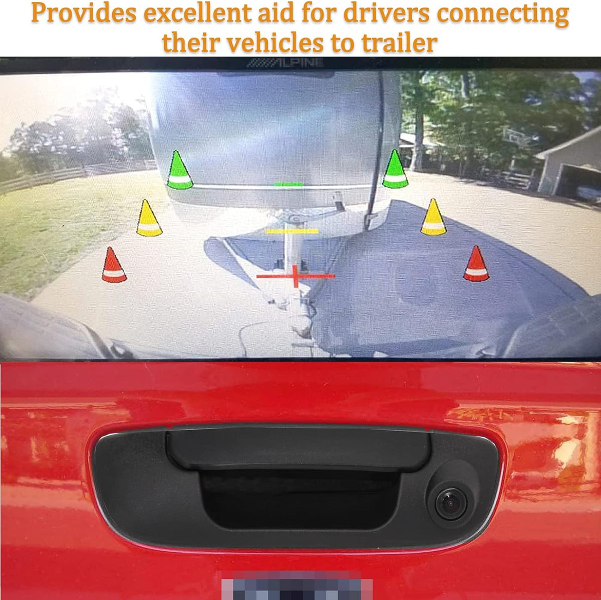 Tailgate Handle Backup Reverse Camera with 4.3 inch Rear View Mirror Monitor Kit R46980