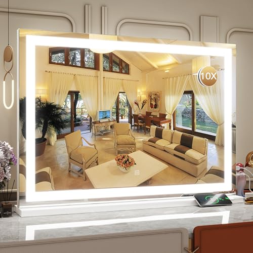 White Lighted Vanity Mirror with Lights 22" x 19" V2586
