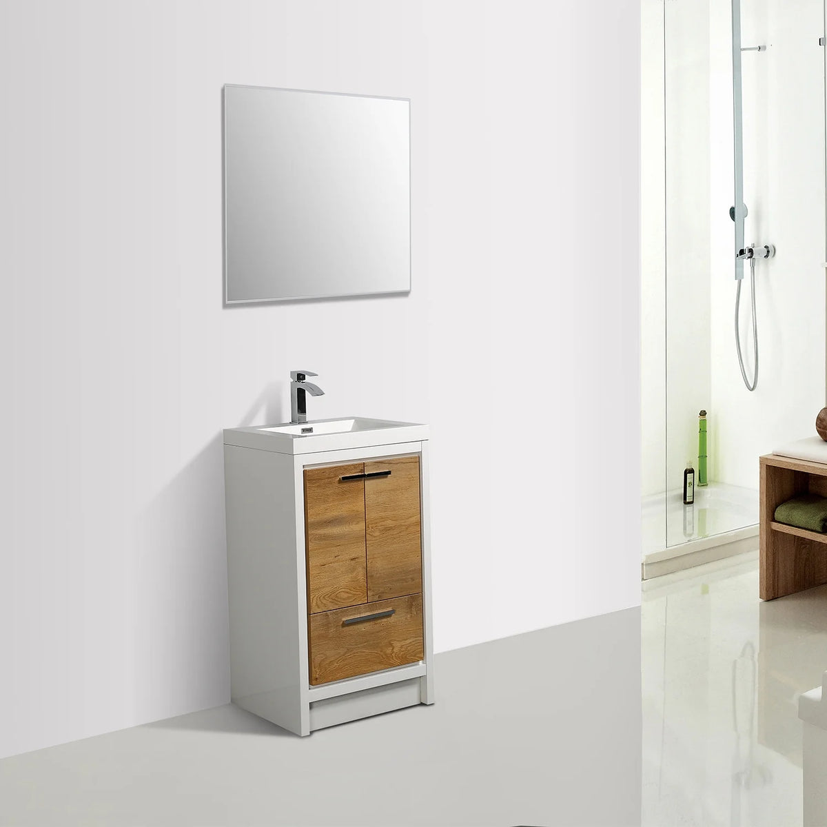24 in. Natural Oak and White Bathroom Vanity with Acrylic Countertop G516