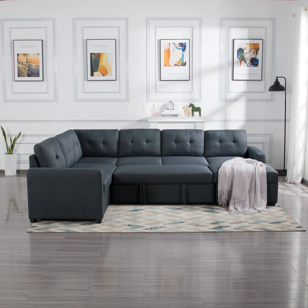 U-Shape Sectional Sleeper Sofa with Storage Chaise Lounge G561270