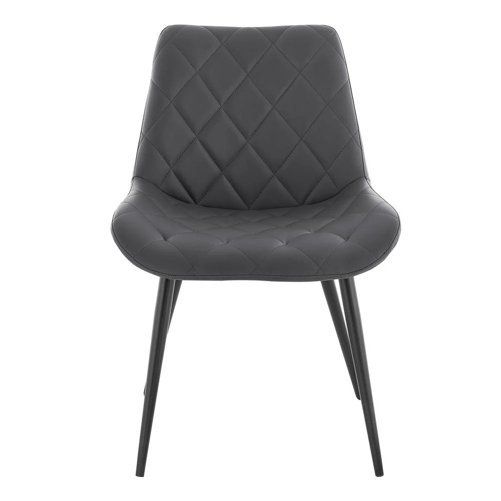 Gray Black Faux Leather Dining Chair Set of 2 D942176