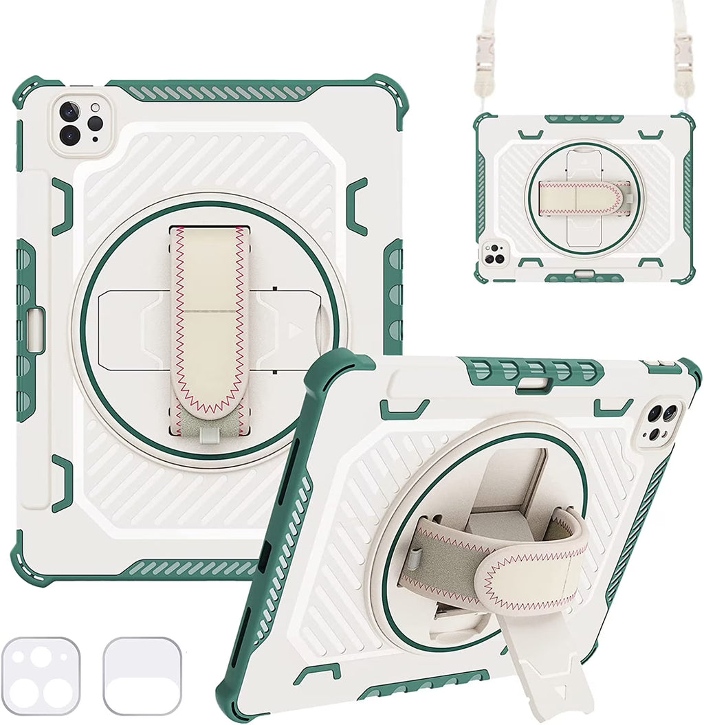 Heavy Duty Protective Case for iPad Air 10.9" and iPad Pro 11 inch with 360° Rotating Hand Strap & Stand J7927