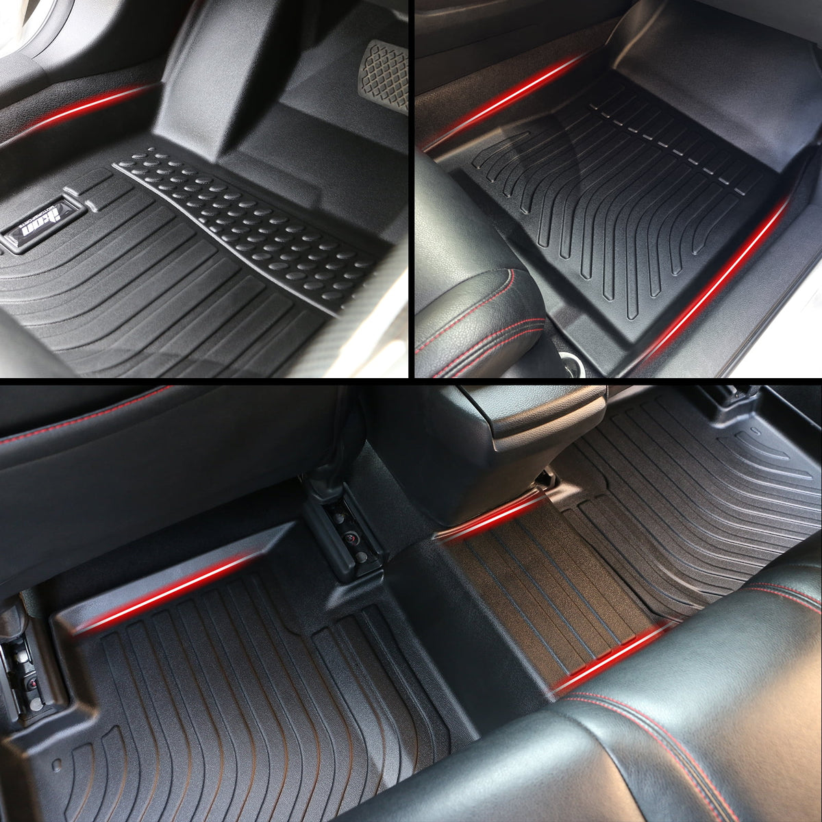 Black TPE 4PC Floor Mats for 2022-2023 Tesla Model X 6 Seats F553847