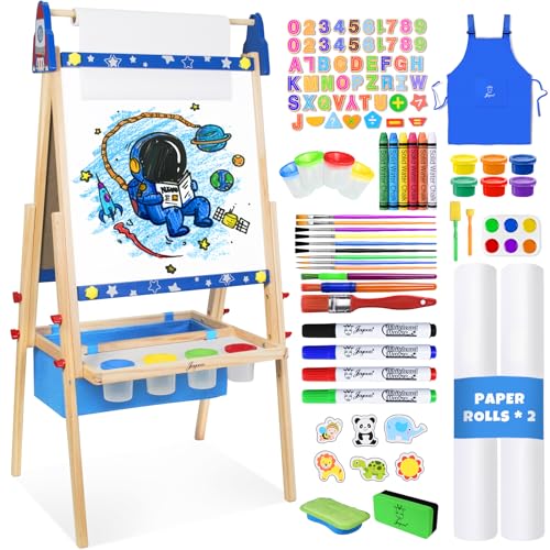 Adjustable Wooden Kids Art Easel with Whiteboard & Chalkboard V49711