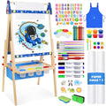 Adjustable Wooden Kids Art Easel with Whiteboard & Chalkboard V49711