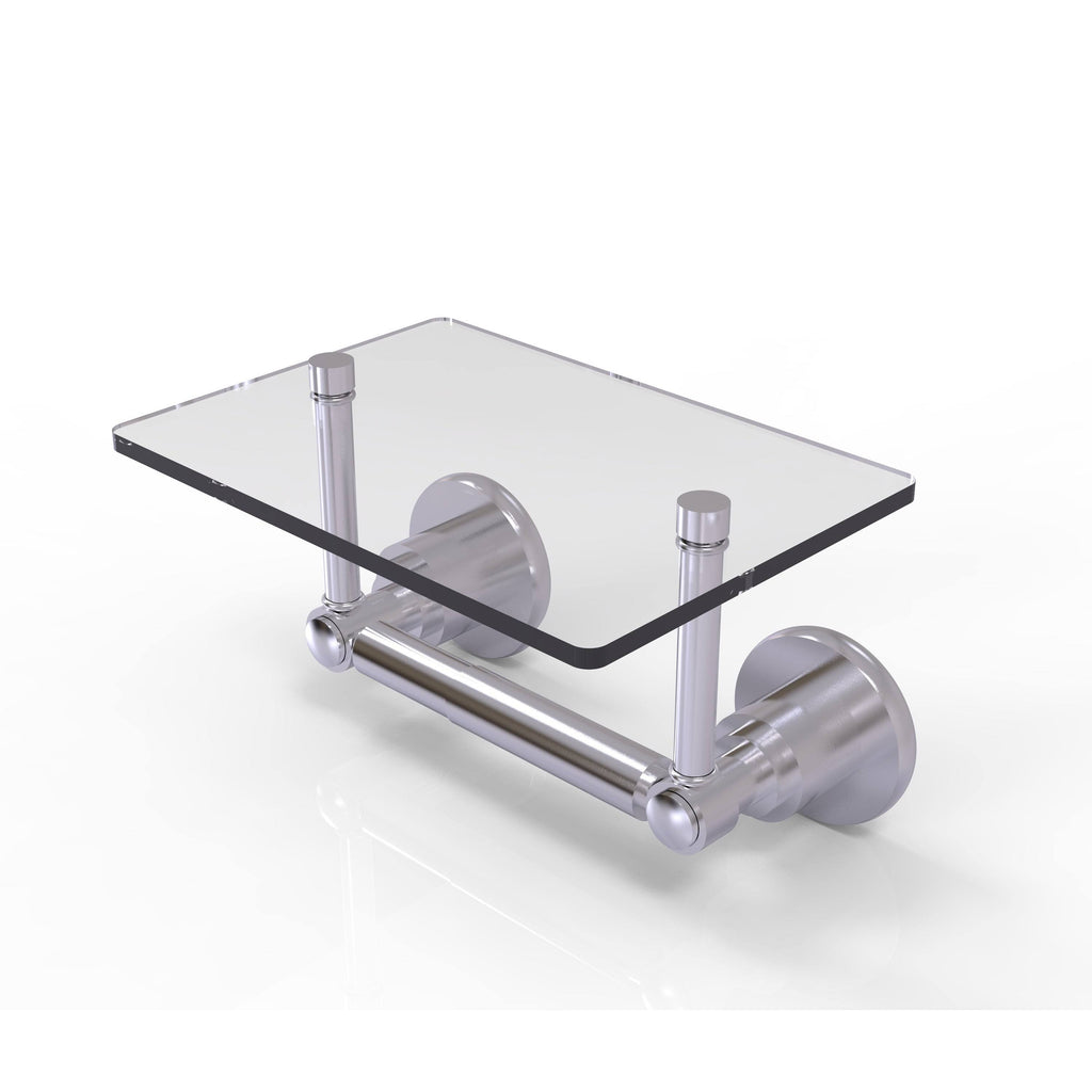 Matte Gray Two Post Toilet Tissue Holder with Glass Shelf A6840