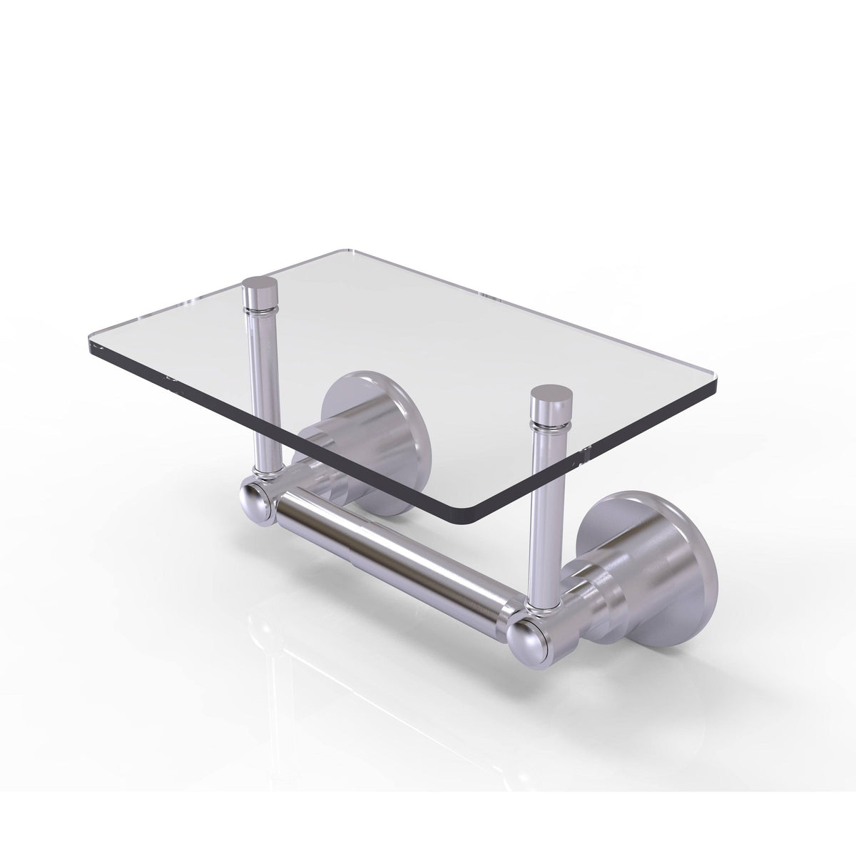 Matte Gray Two Post Toilet Tissue Holder with Glass Shelf A6840