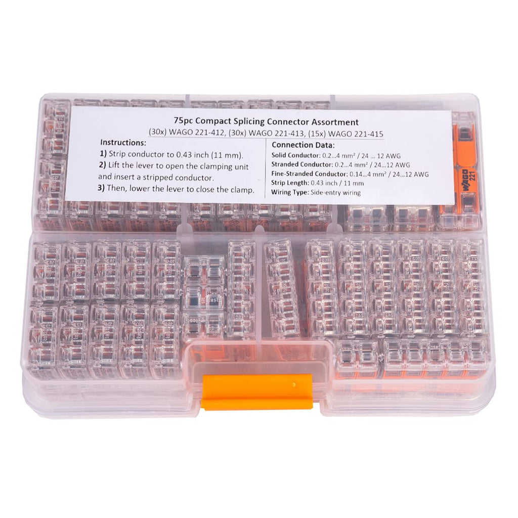 75 Pcs Lever-Nuts Wire Connectors with Case Q825