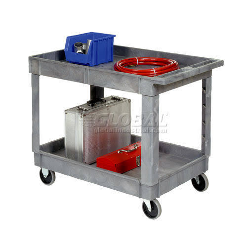 Plastic 2 Shelf Utility Cart with Rubber Casters P693445