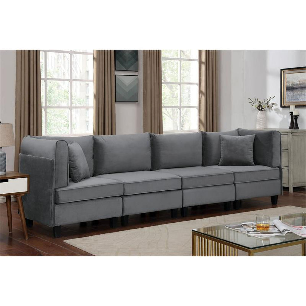 Gray Fabric Upholstered Large Sofa U1278