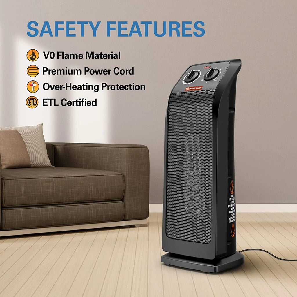 18" 1500W Ceramic Electric Tower Heater Q842