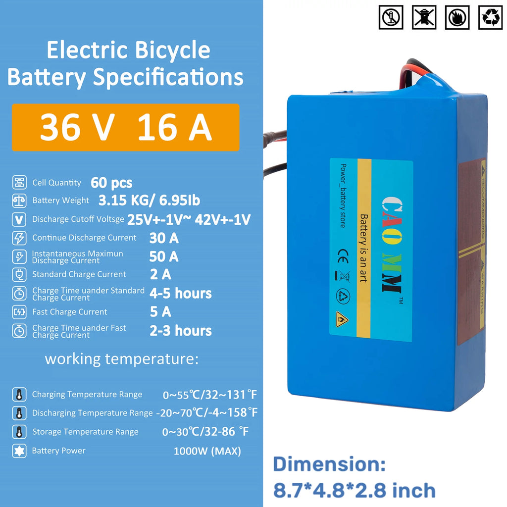 36V 10Ah Lithium Ebike Battery with 5A Fast Charger W94987