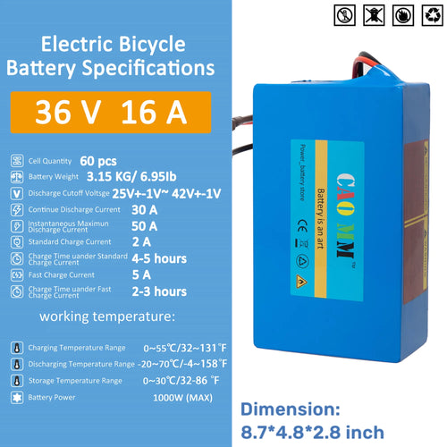 36V 10Ah Lithium Ebike Battery with 5A Fast Charger W94987