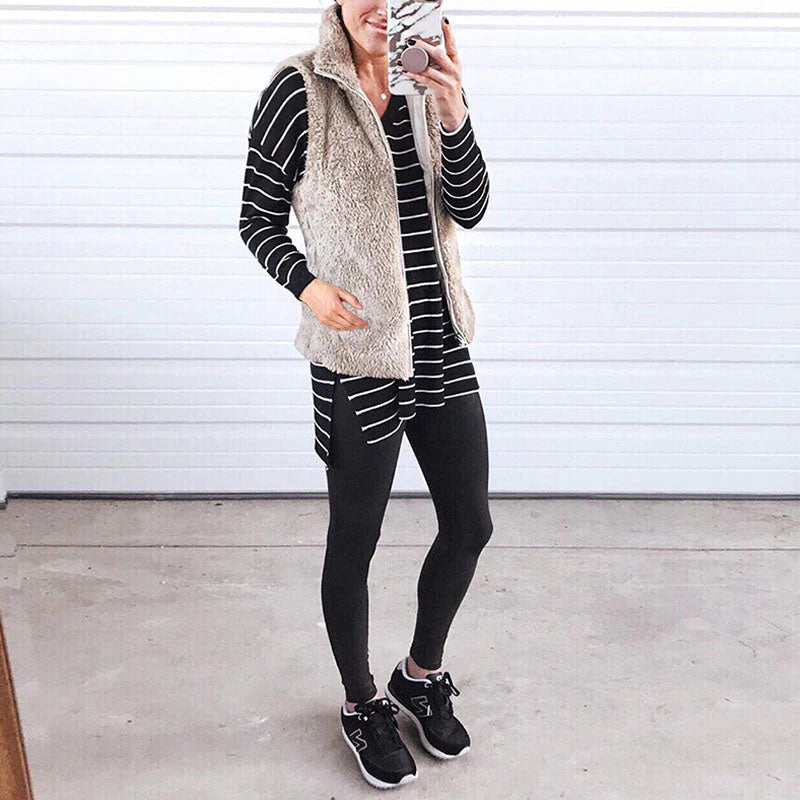 Faux Fur Sherpa Fleece Vest N1621
