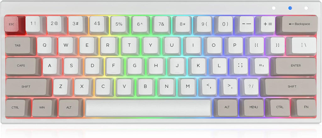 60% Mechanical Gaming Keyboard Hot Swappable RGB Backlit Dye-Sublimation Keycap 61Key Wireless/Wired Keyboard Black Gateron Optical Red L618122