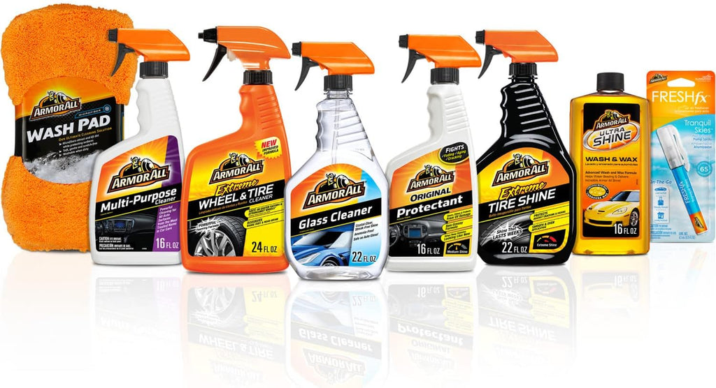 Car Care Kit, Car Wax & Wash Kit, Glass Cleaner, Car Air Freshener, Tire & Wheel Cleaner, 8 Pieces Pack of 2 V6033