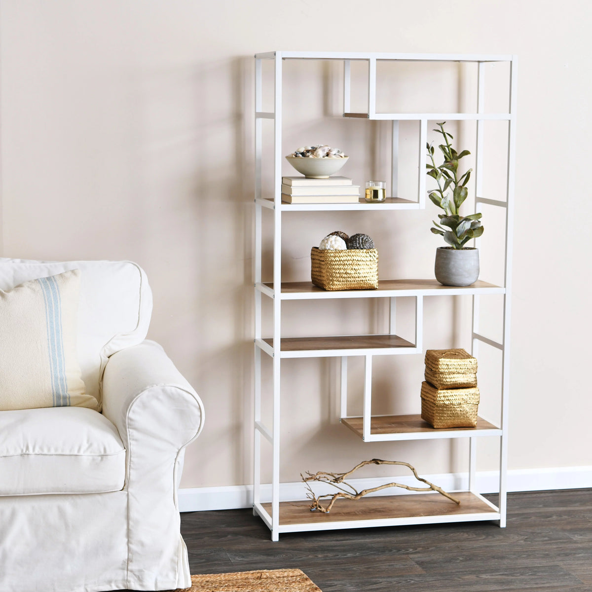 6 Tier 65" Tall Etagere Bookcase N193327