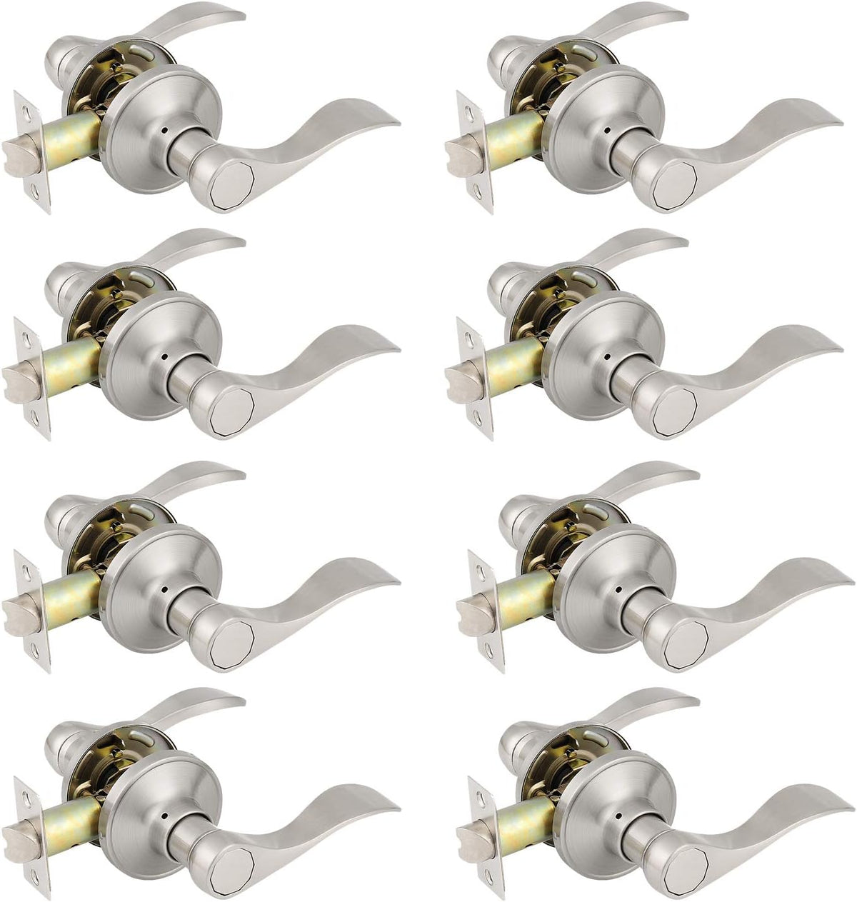 6 Pack Non-Locking Satin Nickel Door Lever Set U55482