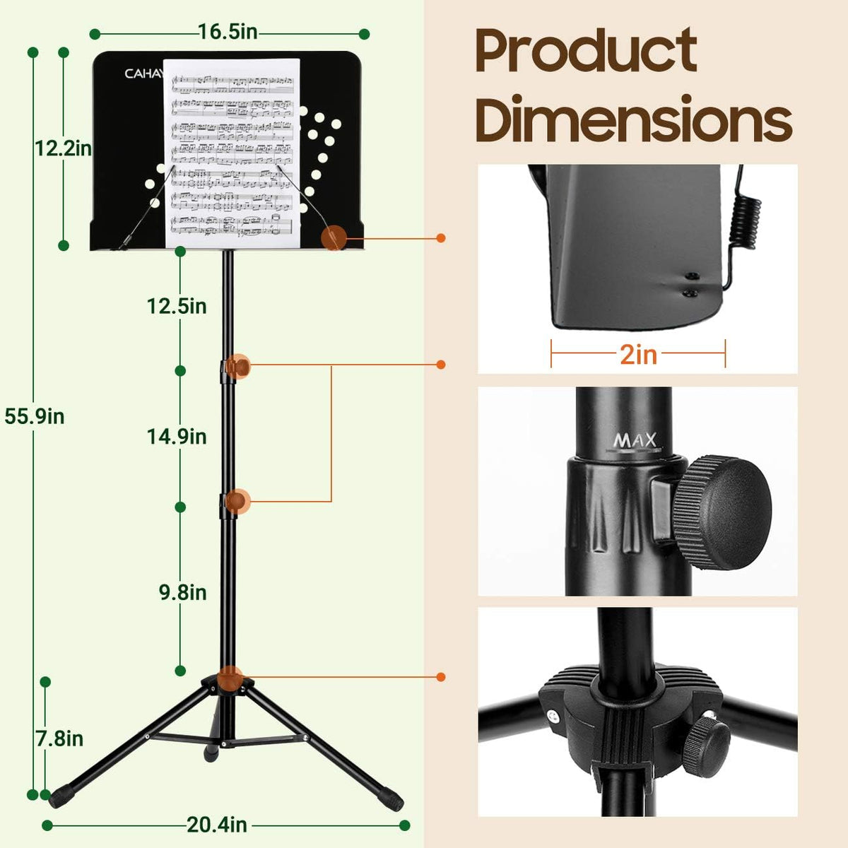 2 in 1 Foldable Sheet Music Stand with Carrying Bag U342