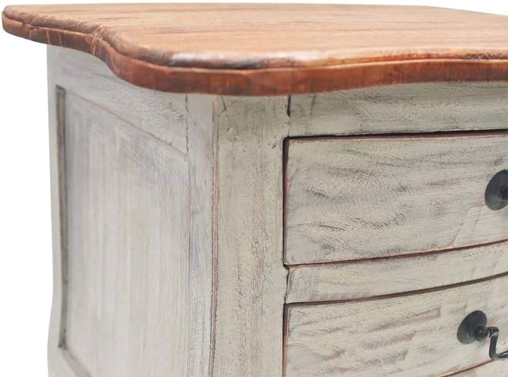 Solid Reclaimed Wood Bedside Cabinet with 3 Drawers C649