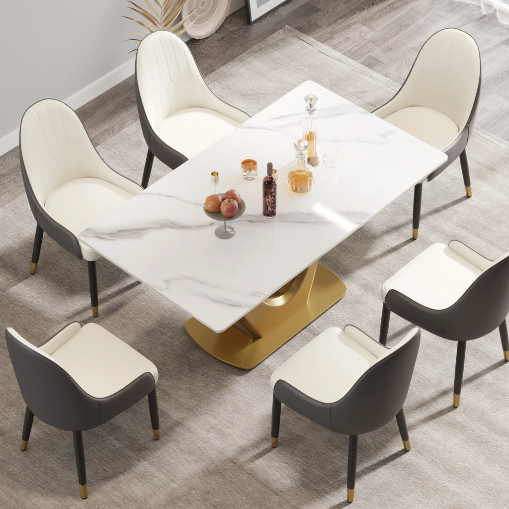 Dining Table with Golden V-Shaped Legs E707761