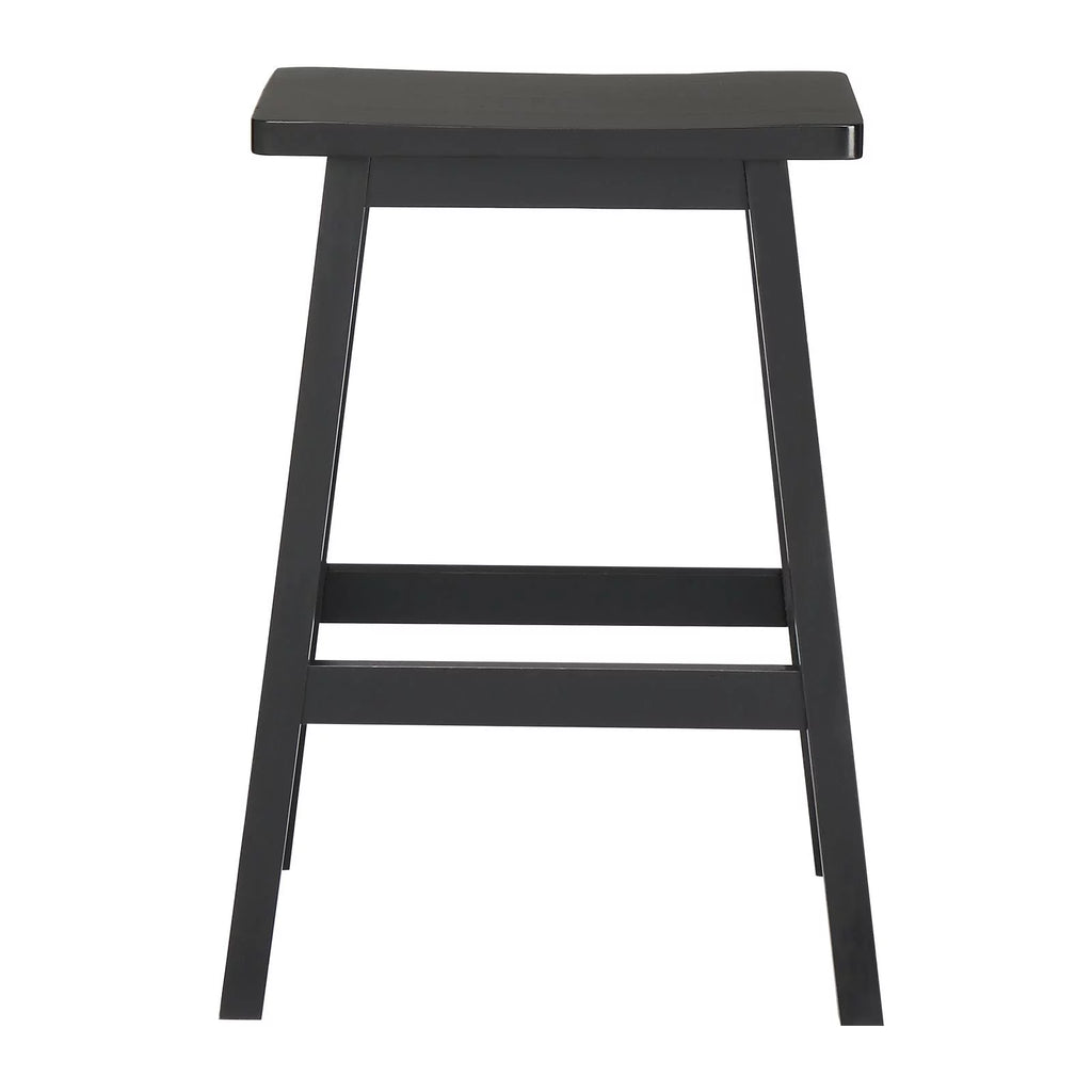 Set of 4 Black Wooden Saddle Seat Bar Stools N8956