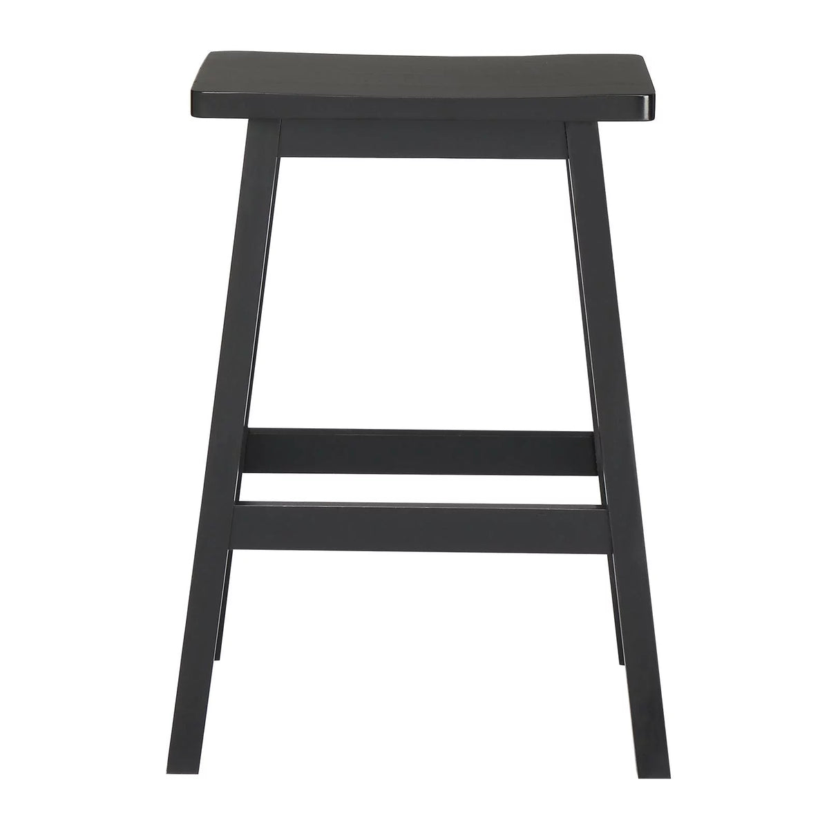 Set of 4 Black Wooden Saddle Seat Bar Stools N8956
