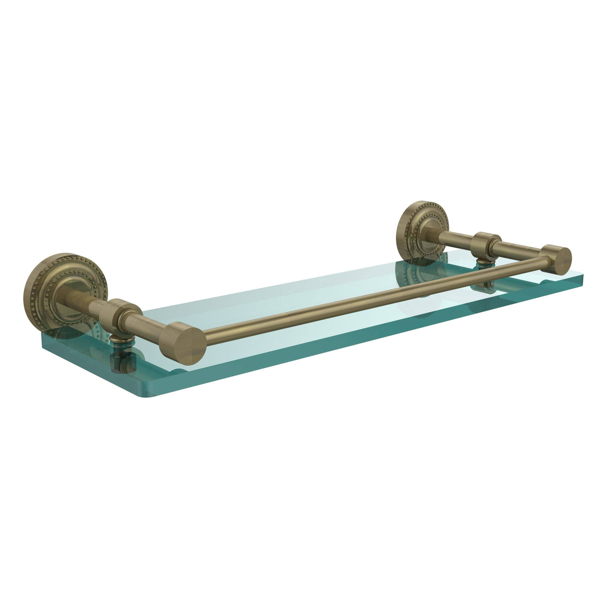Satin Chrome Glass Shelf with Gallery Rail 16 inch F2392