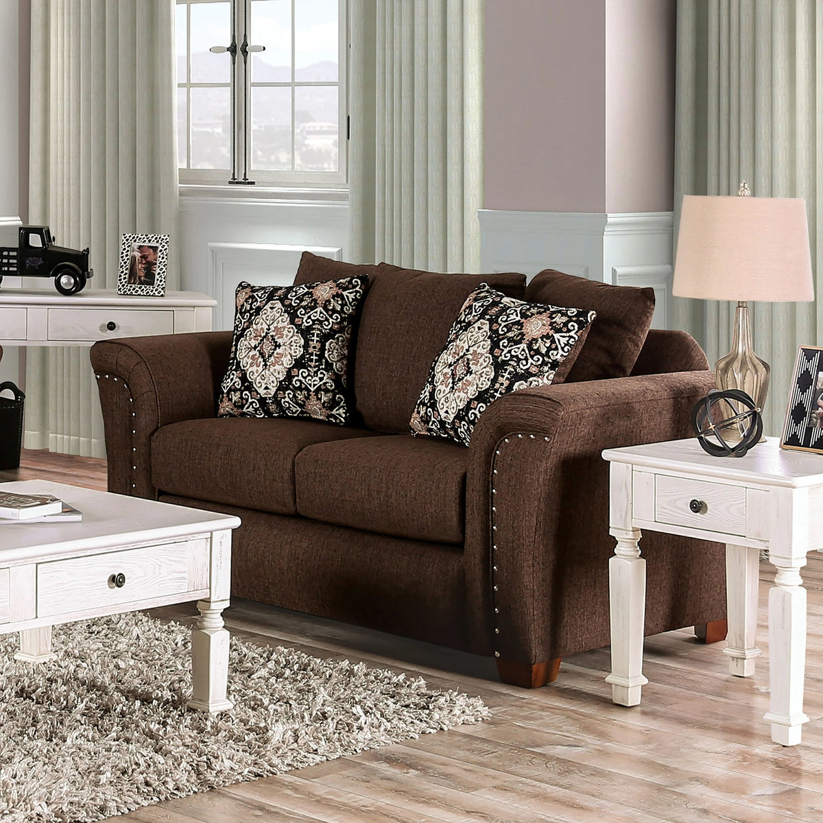 Transitional Upholstered Loveseat M46156