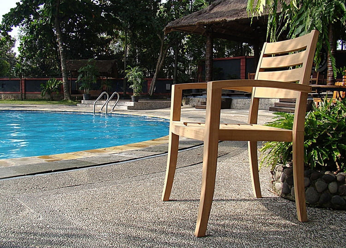 11 Pc Teak Dining Set with 117" Oval Table and 10 Stacking Arm Chairs N646938