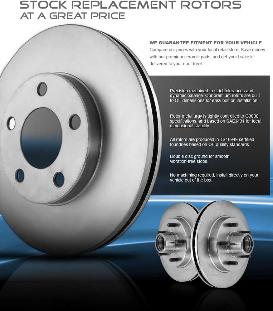 10 Lug Brake Rotors + Ceramic Pads + Clips J69544