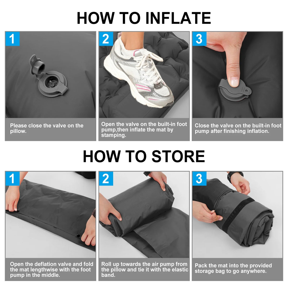 Ultralight Inflatable Camping Sleeping Pad with Pillow I2768
