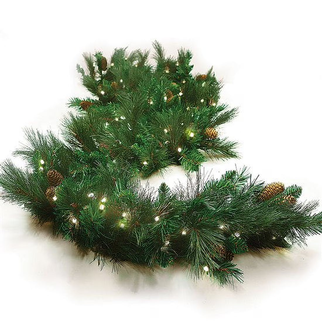 Pre-Lit Mixed Noble Garland with 100 Warm White Lights and Pinecones H1848