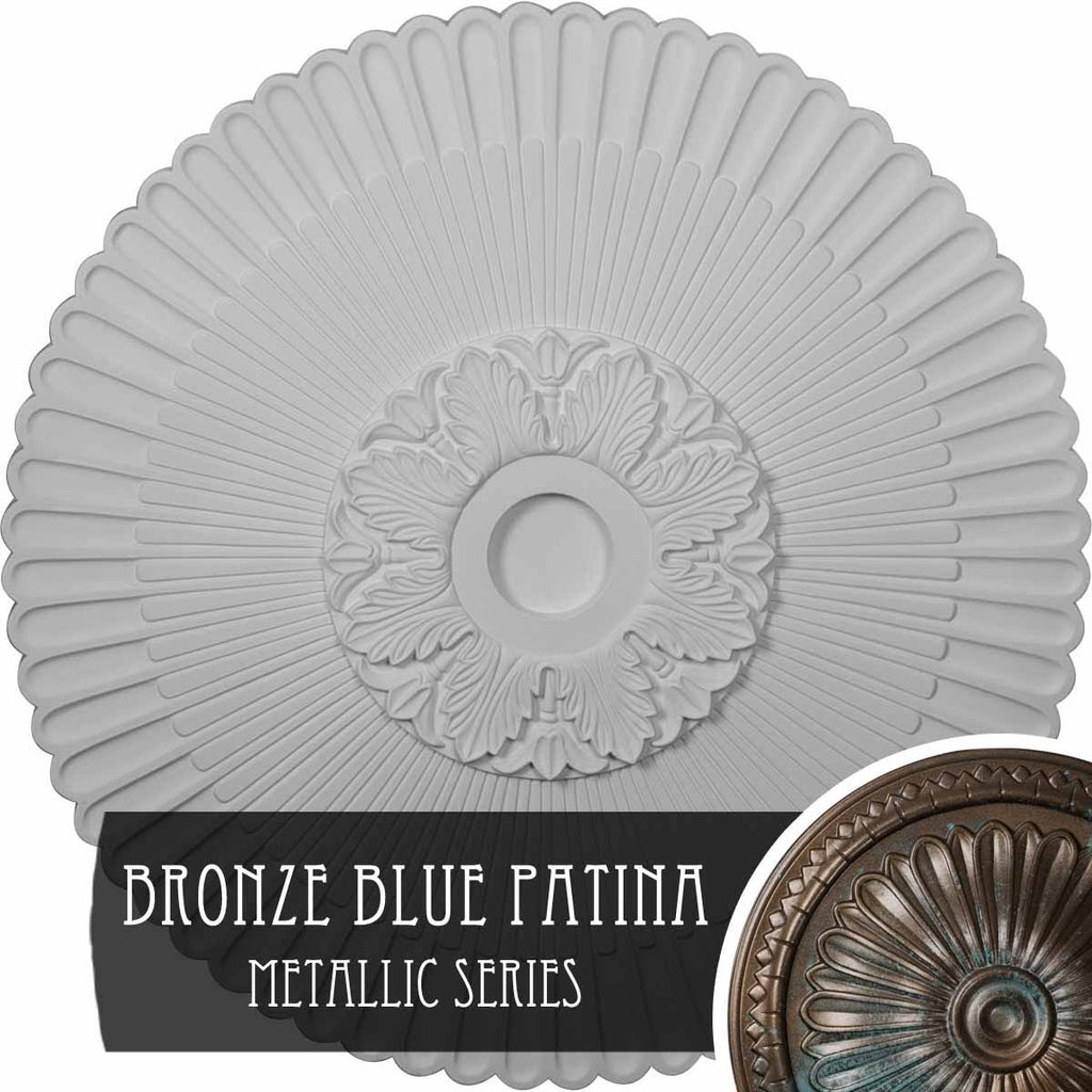 Hand-Painted Bronze Blue Patina Ceiling Medallion F893856