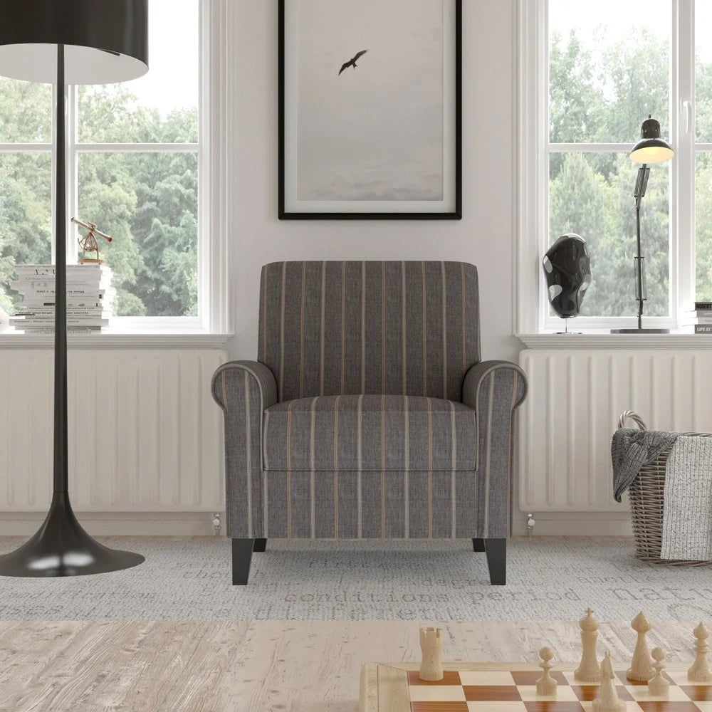 Turquoise Stripe Rolled Arm Chair F923