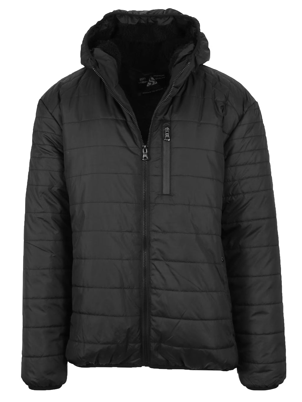 Mens Sherpa-Lined Hooded Puffer Jacket H362868