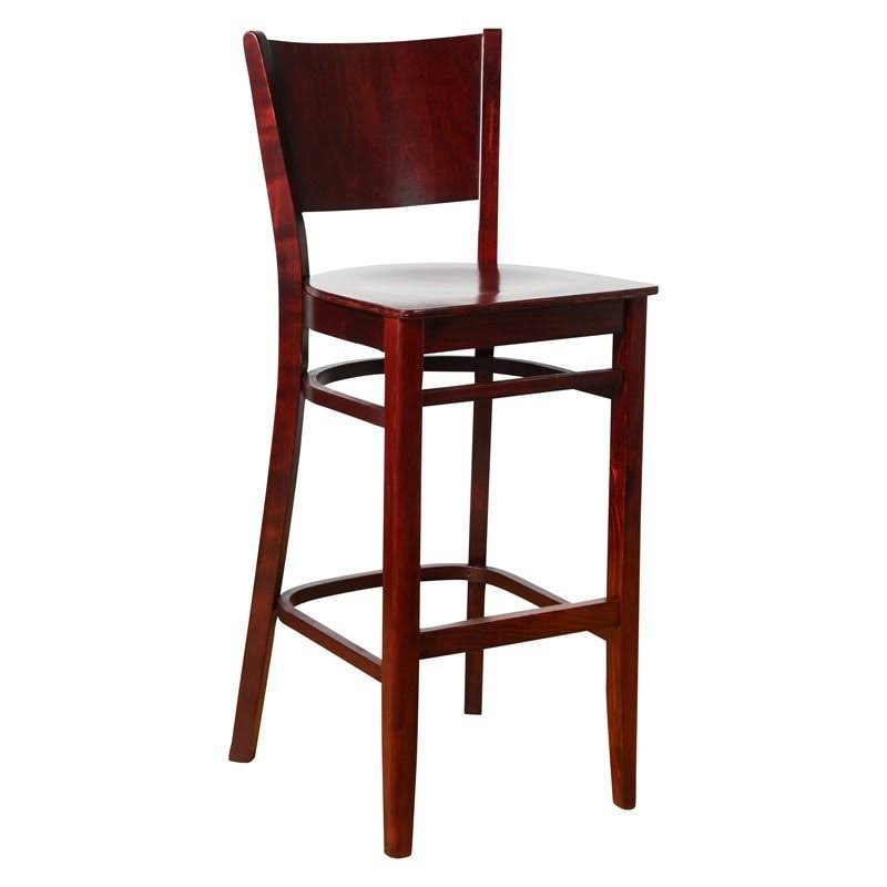 Dark Mahogany Wood Seat Bar Stool L3379