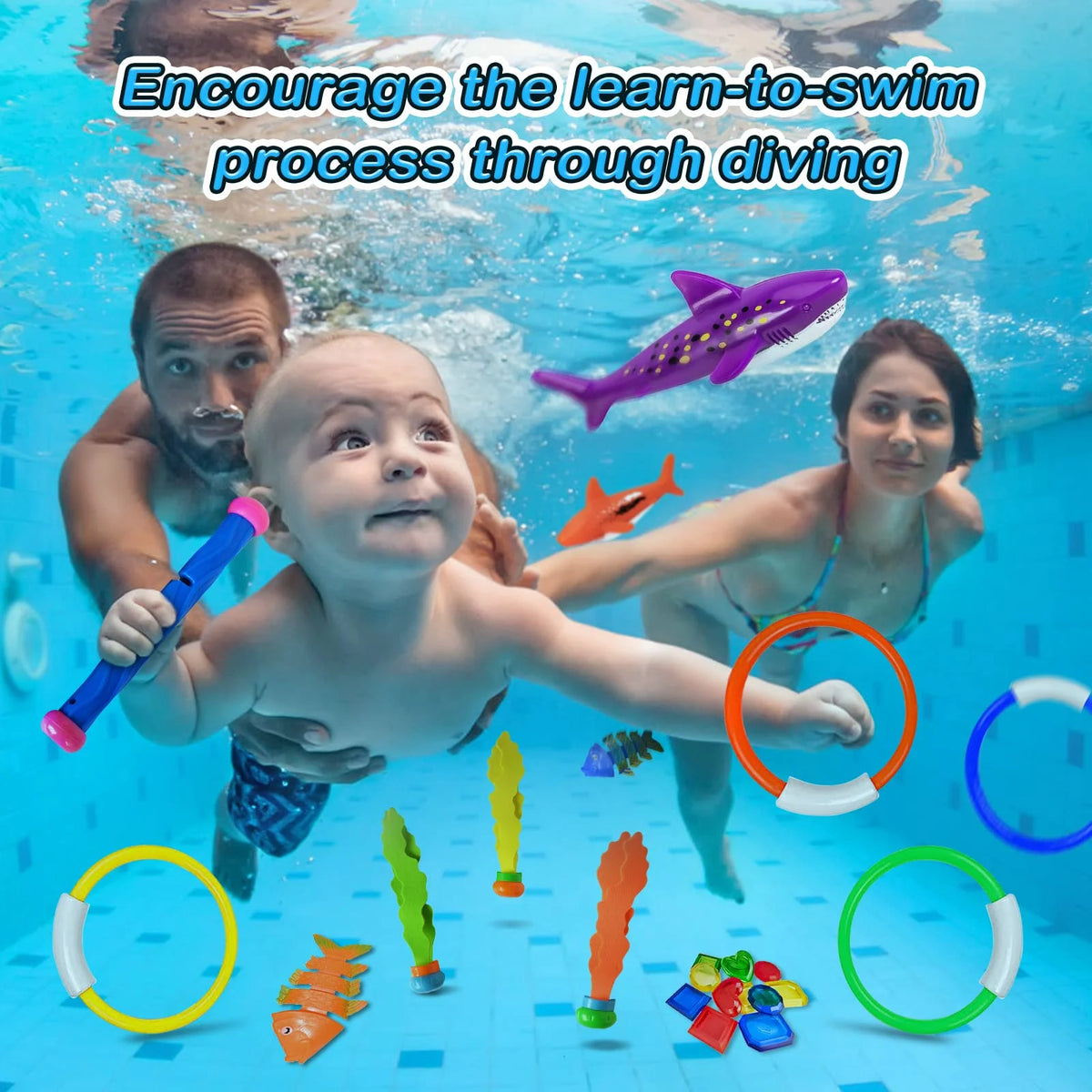 31 Pcs Pool Diving Toys with Storage Bag D430