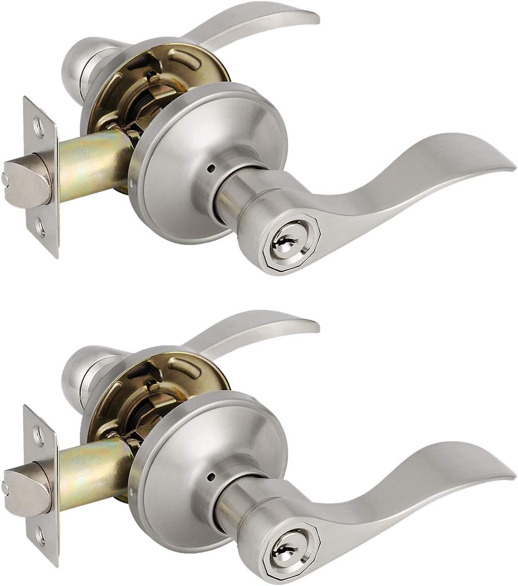 6 Pack Non-Locking Satin Nickel Door Lever Set U55482