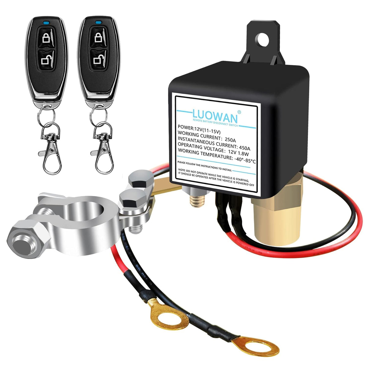 DC12V 250A Remote Battery Disconnect Switch Pack of 2 J44399