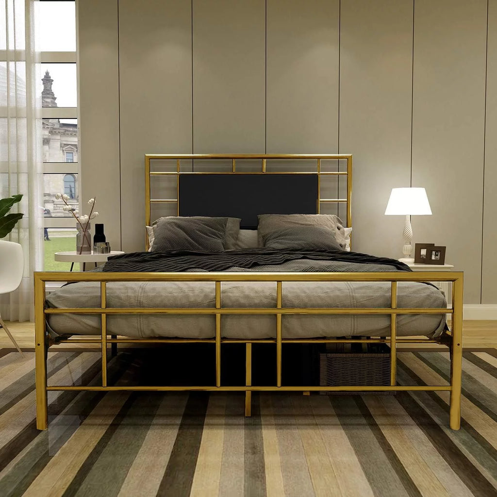 Full Size Gold Metal Platform Bed Frame U437