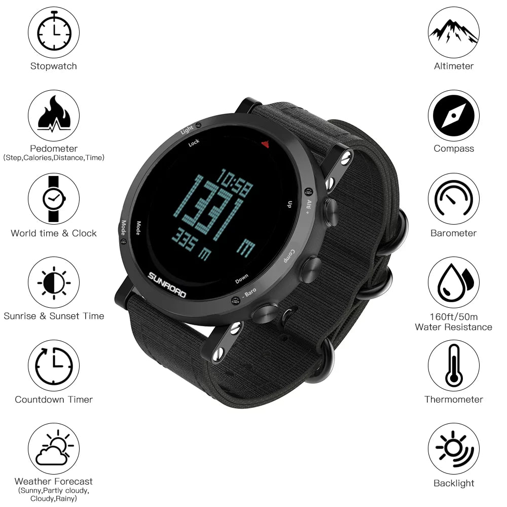 Barometer Altimeter Compass Weather Forecast Men Watch 50meters-resistant Multifunctional Outdoor Sports Watch K905594