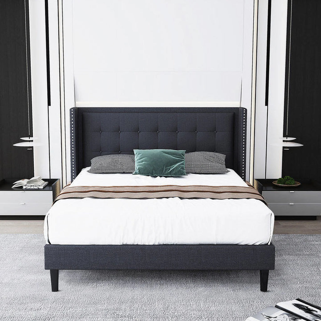 Full Size Platform Bed Frame Dark Gray G431329