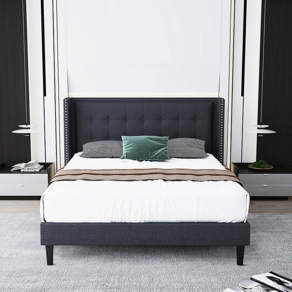 Full Size Platform Bed Frame Dark Gray G431329