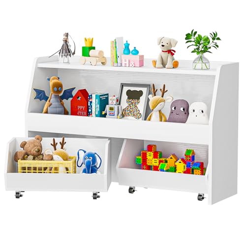 2 Tier Toy Storage Organizer with Movable Bins K30074